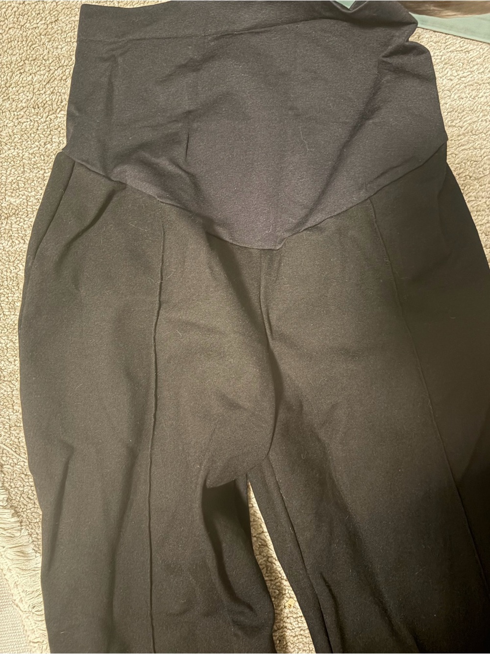 Maternity Black Ponte Knit Tummy Panel Pants